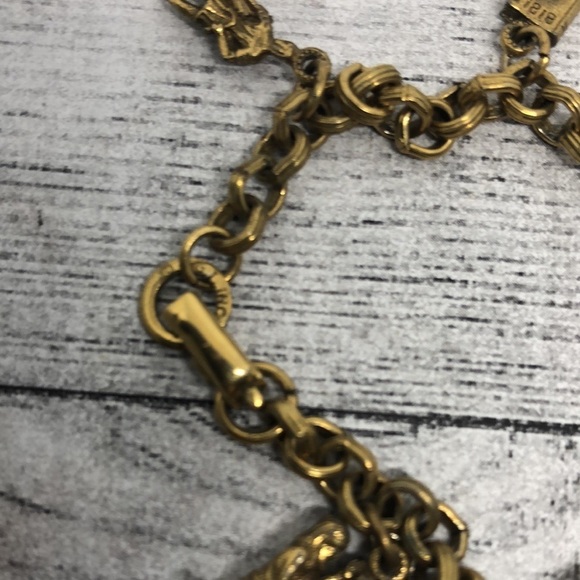 Vintage Coro Antique Gold Tone 10 (8) Commandments Charm Bracelet - Picture 2 of 6